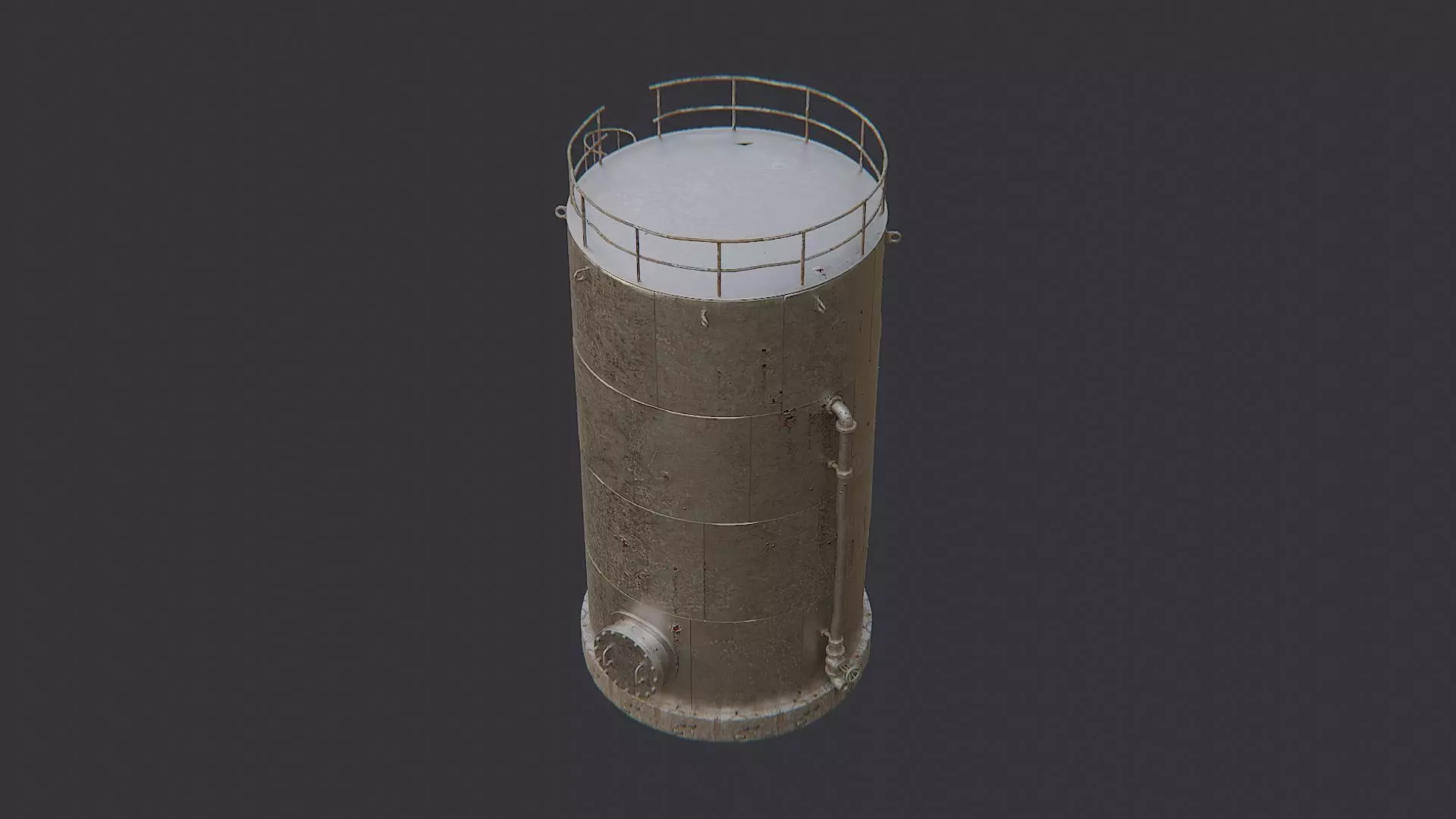 Vertical Oil Tank with Ladder and Railings Low-poly 3D model_3