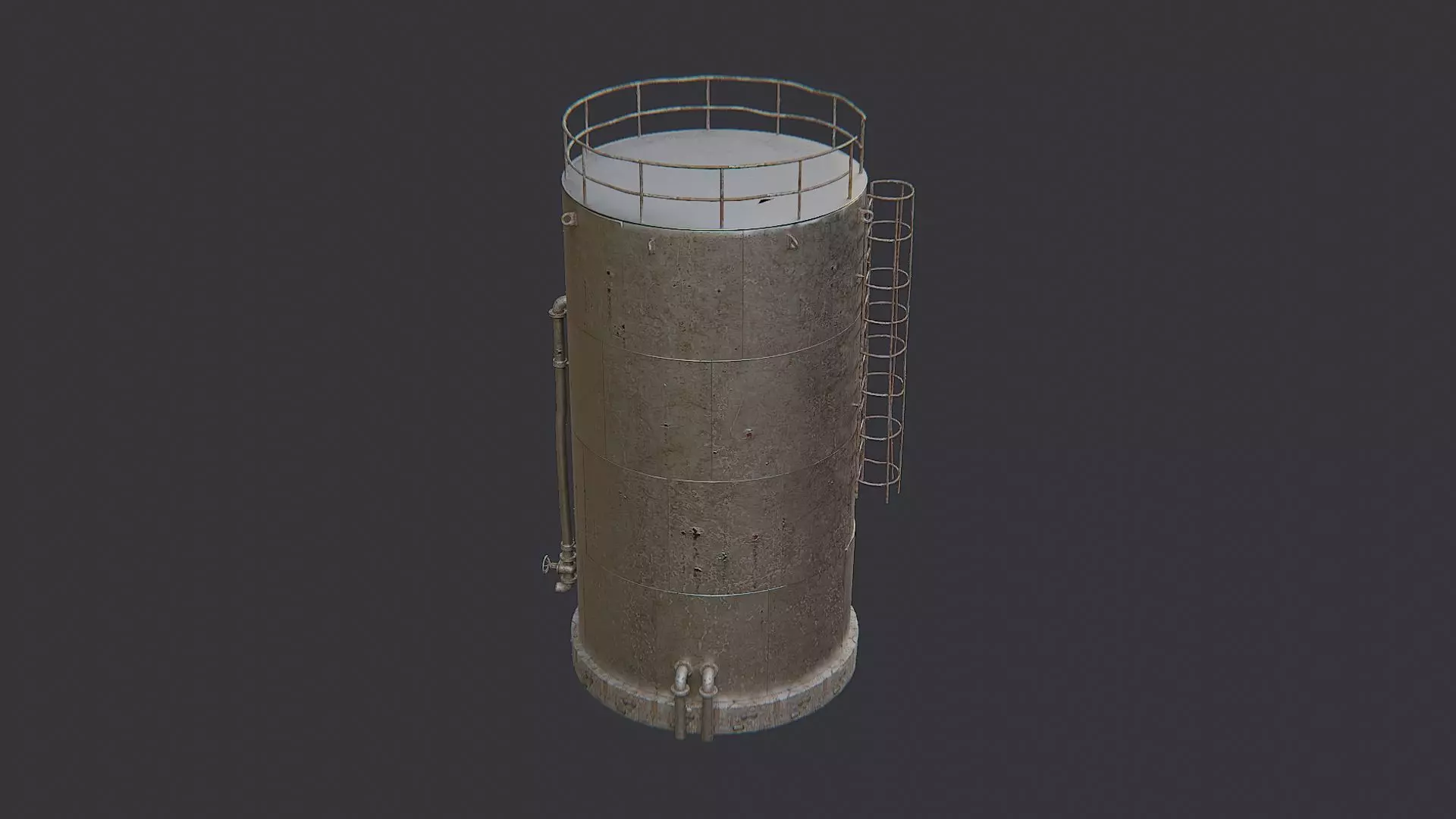 Vertical Oil Tank with Ladder and Railings Low-poly 3D model_1
