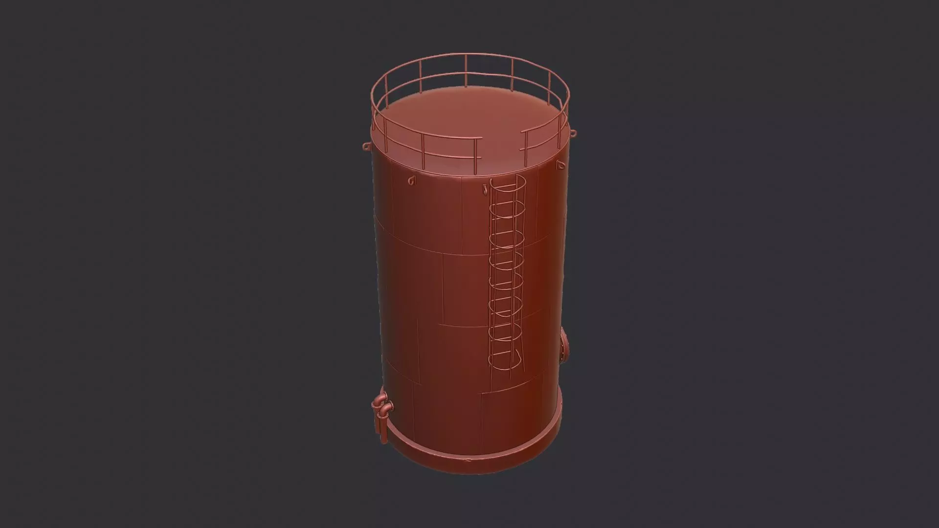 Vertical Oil Tank with Ladder and Railings Low-poly 3D model_6
