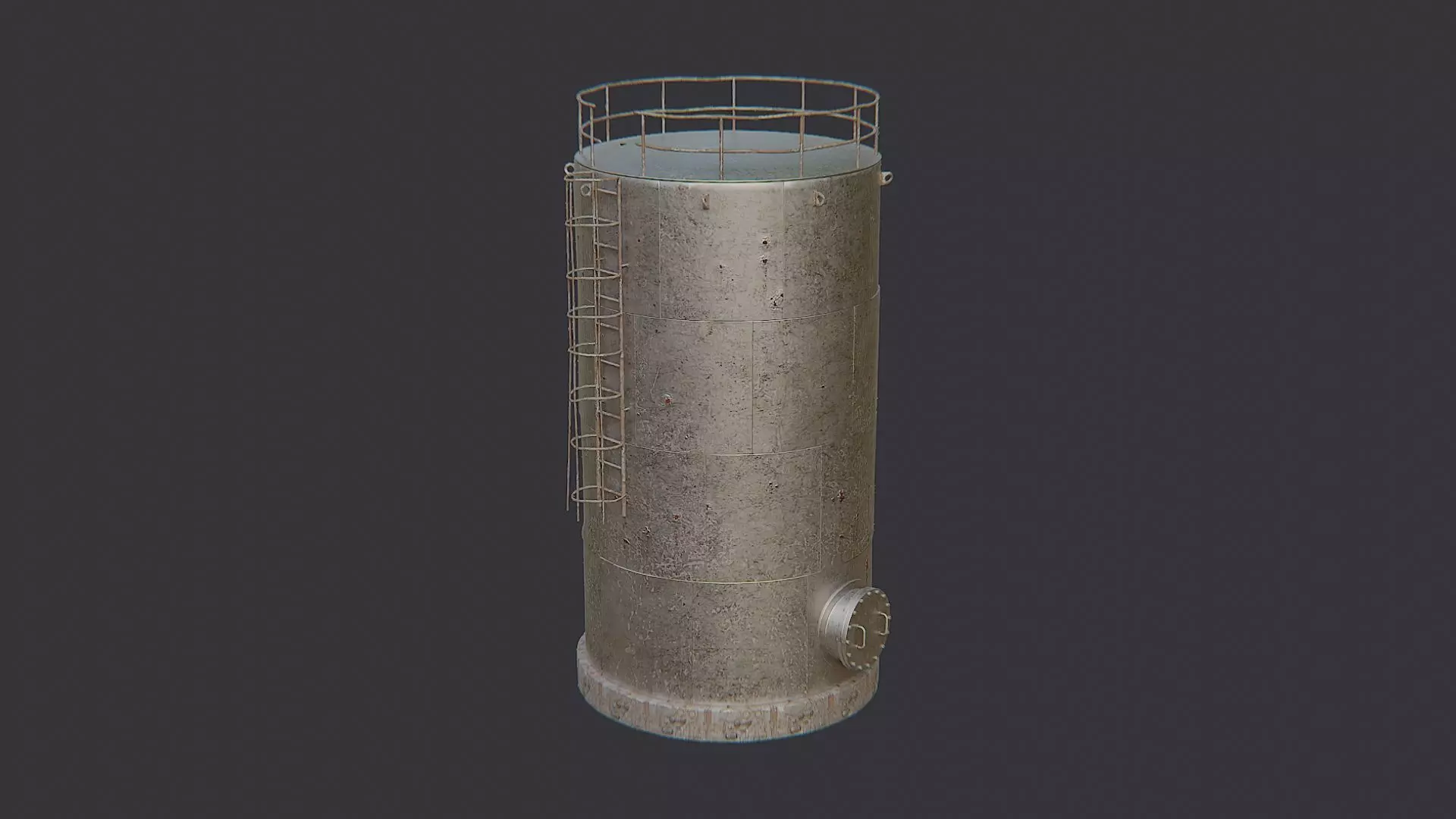 Vertical Oil Tank with Ladder and Railings Low-poly 3D model_2