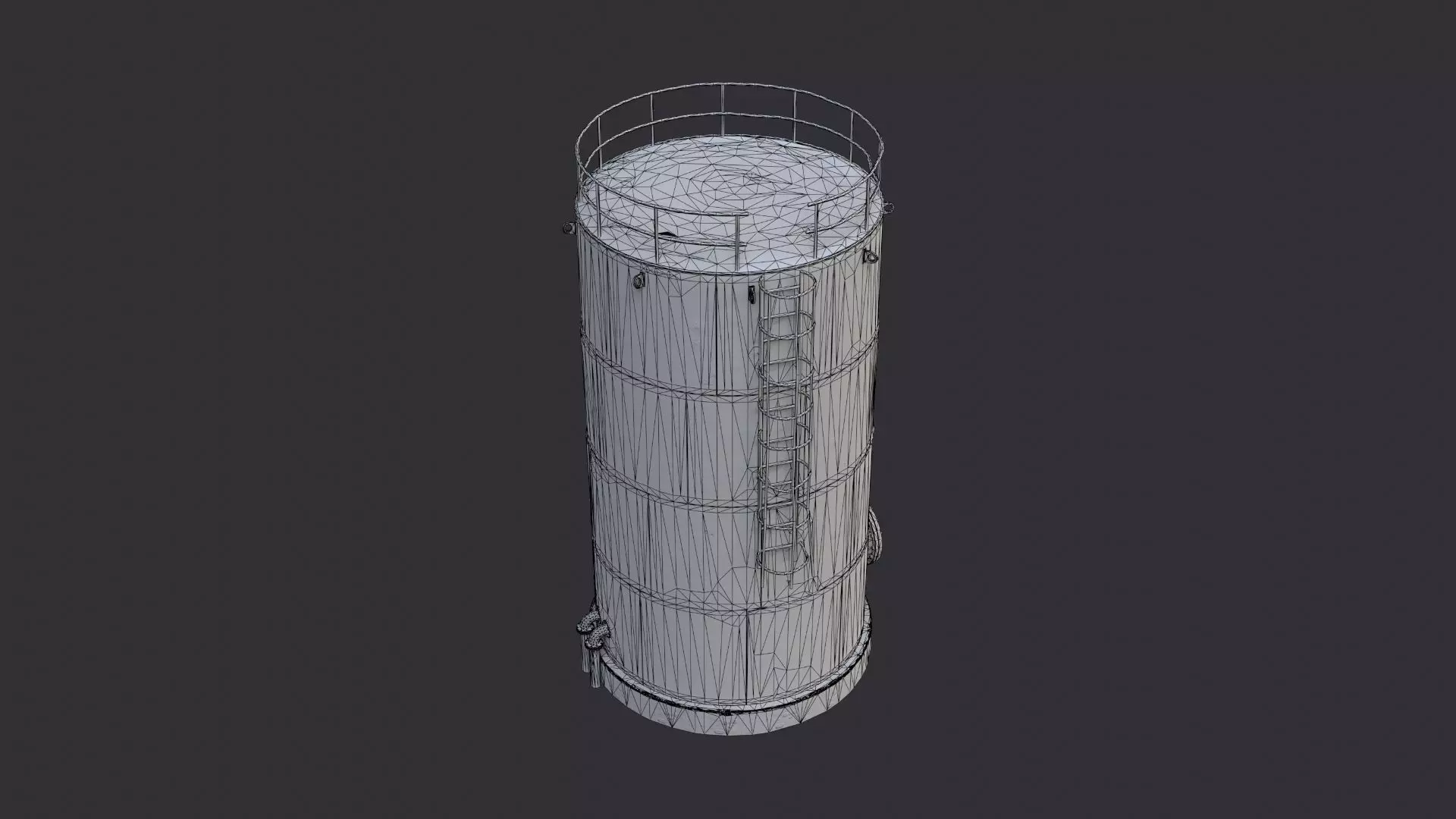 Vertical Oil Tank with Ladder and Railings Low-poly 3D model_7