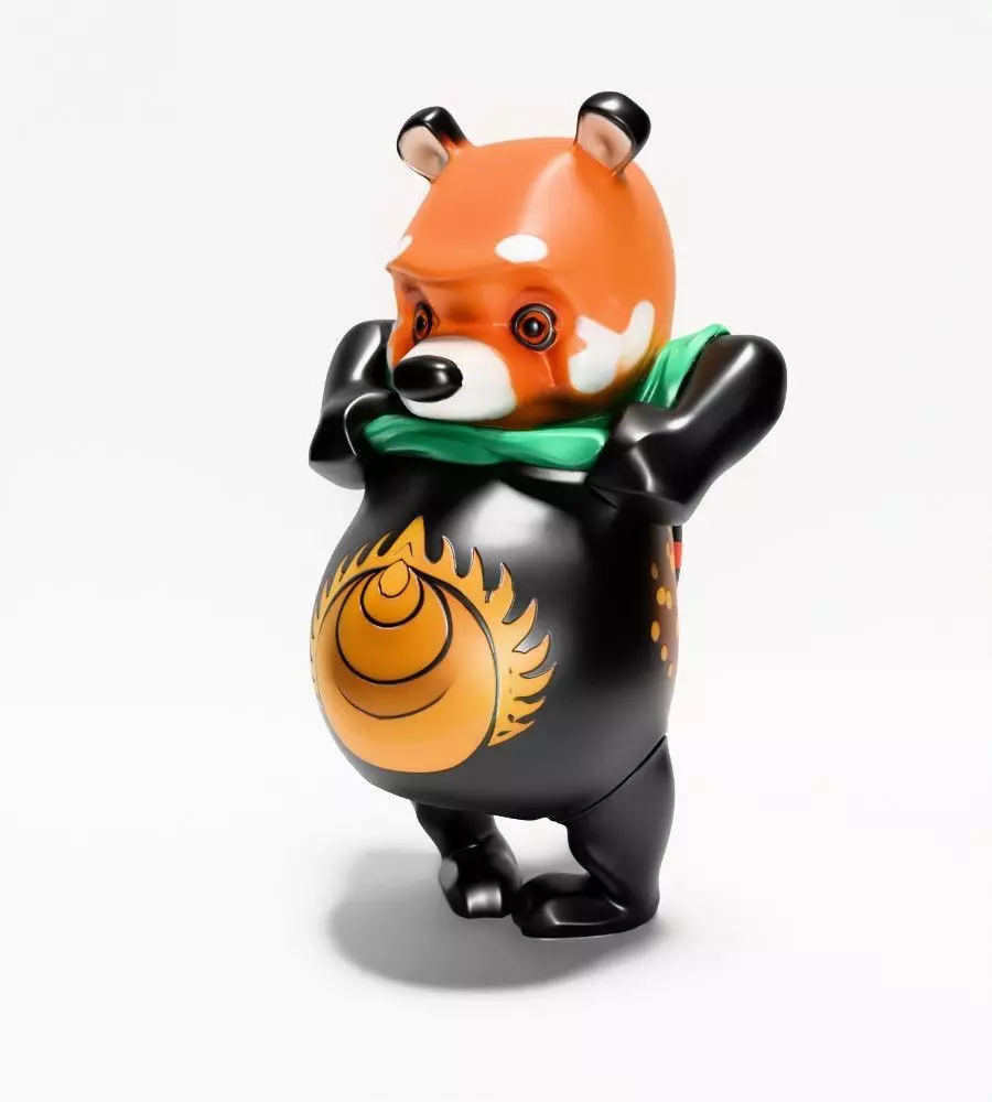 Japanese Sofubi Fox Winnie the Pooh toy 3D print model_3