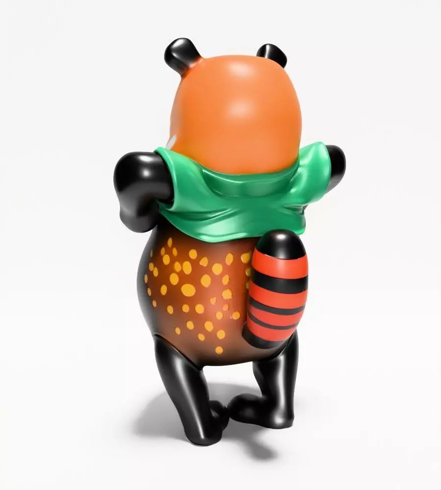 Japanese Sofubi Fox Winnie the Pooh toy 3D print model_10