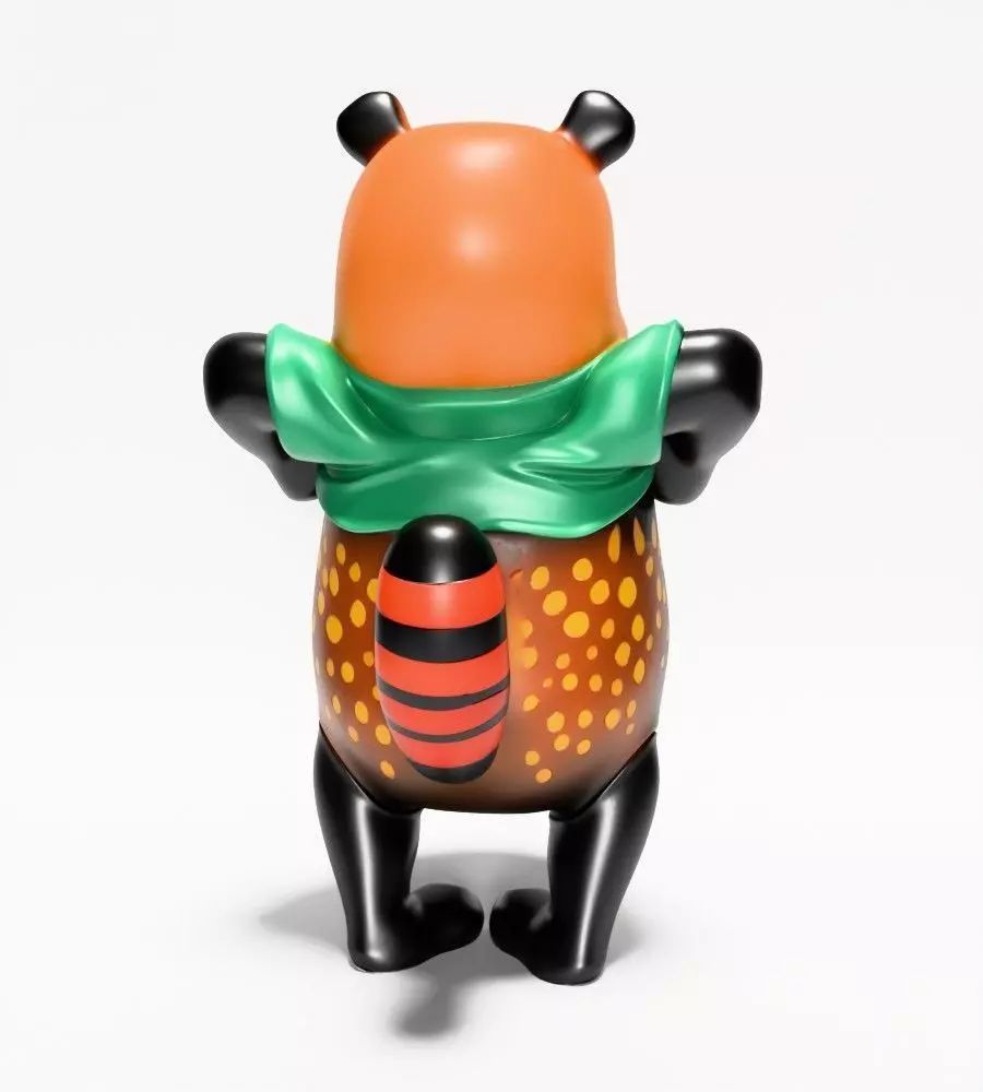 Japanese Sofubi Fox Winnie the Pooh toy 3D print model_12