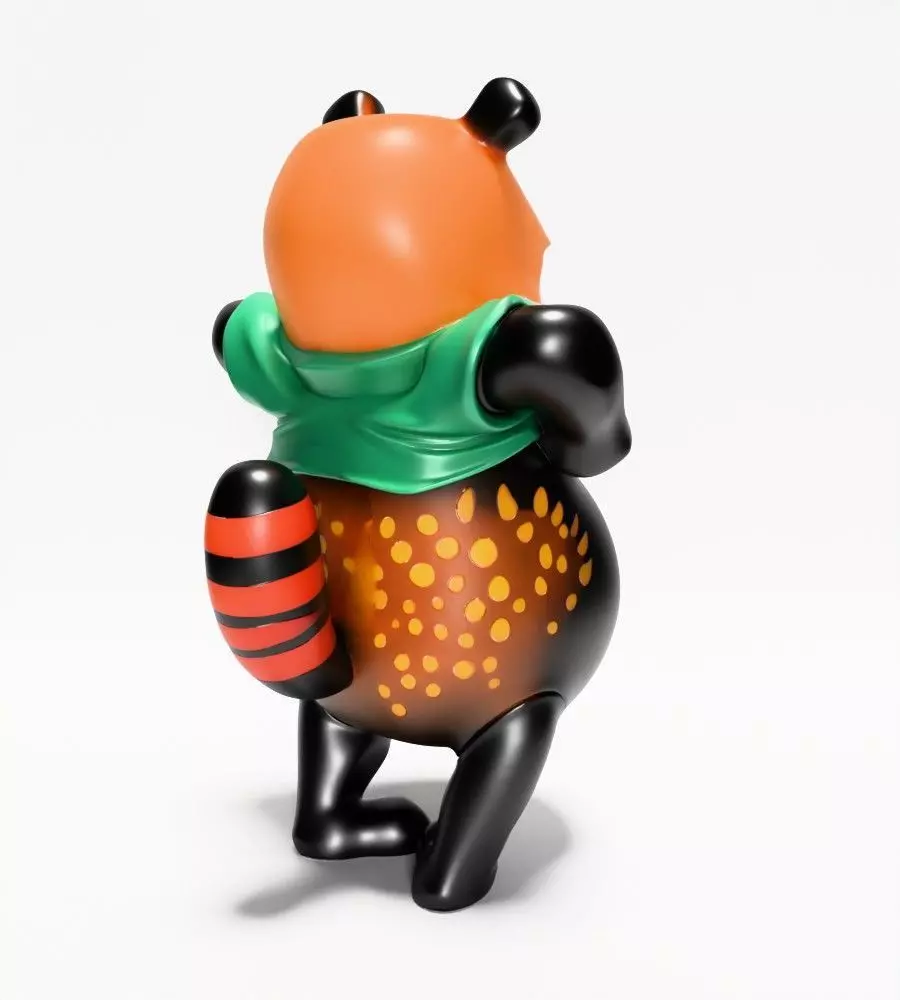 Japanese Sofubi Fox Winnie the Pooh toy 3D print model_14