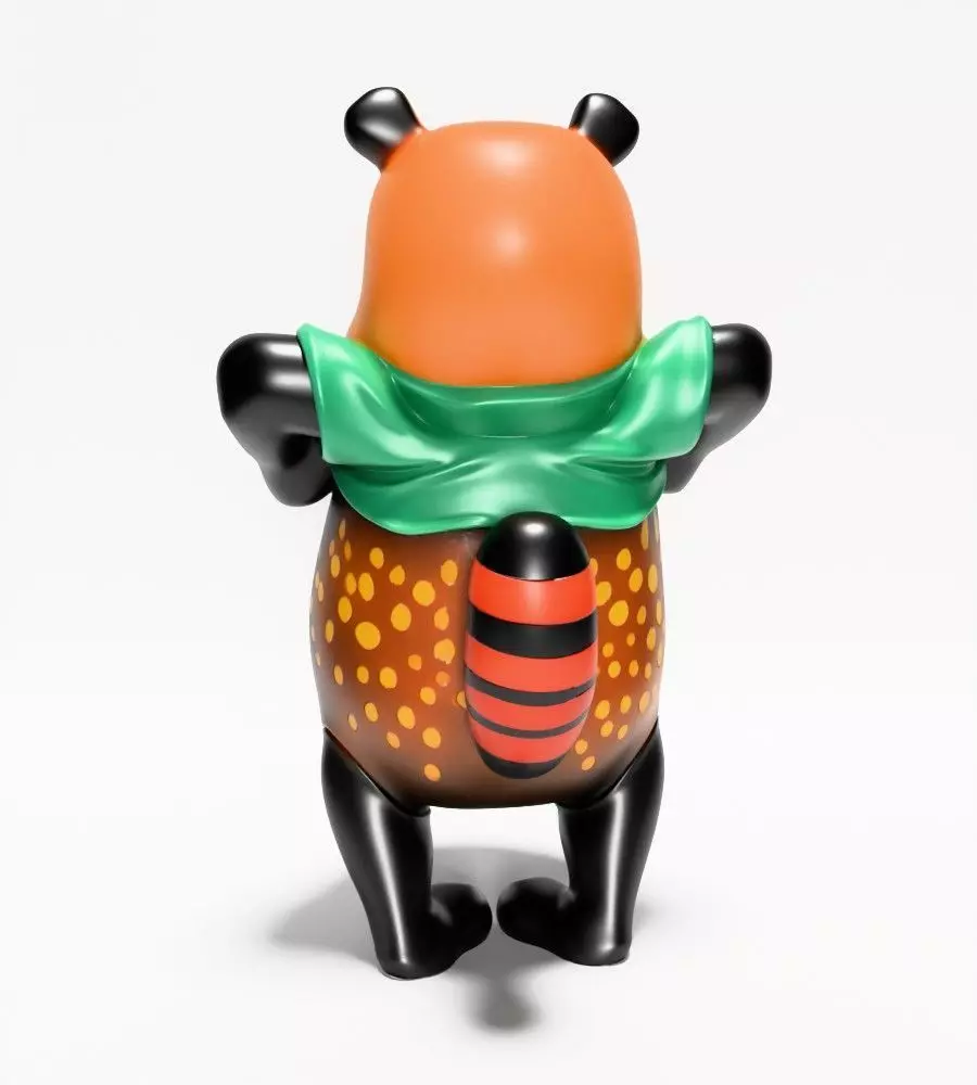 Japanese Sofubi Fox Winnie the Pooh toy 3D print model_11