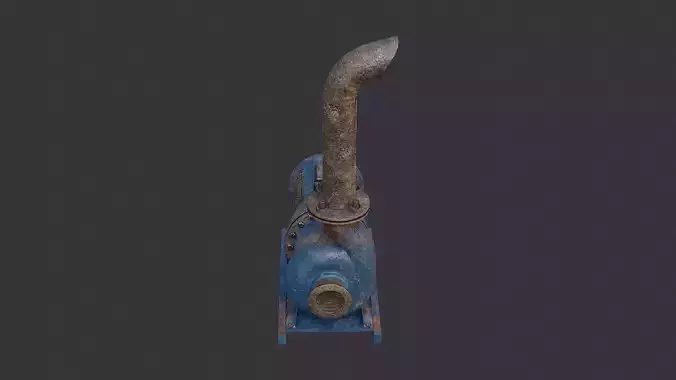 Rusty Industrial Water Pump with Base Frame