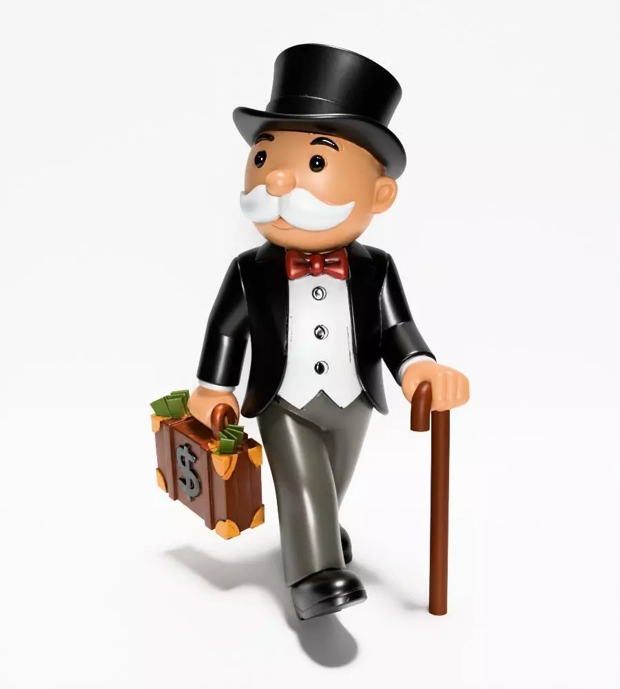 Decoration Rich Uncle  Monopoly Cash Bag Hasbro toy 3D print model_3