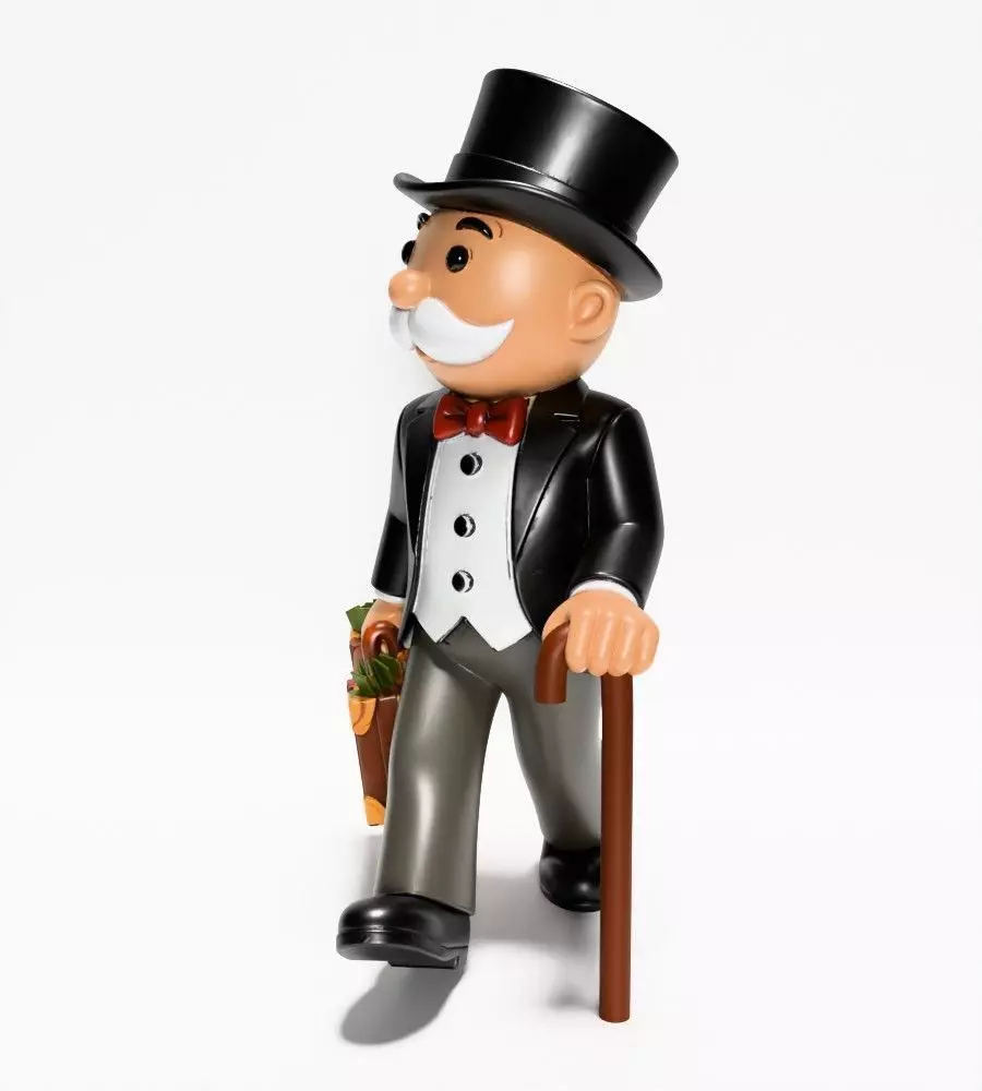 Decoration Rich Uncle  Monopoly Cash Bag Hasbro toy 3D print model_5