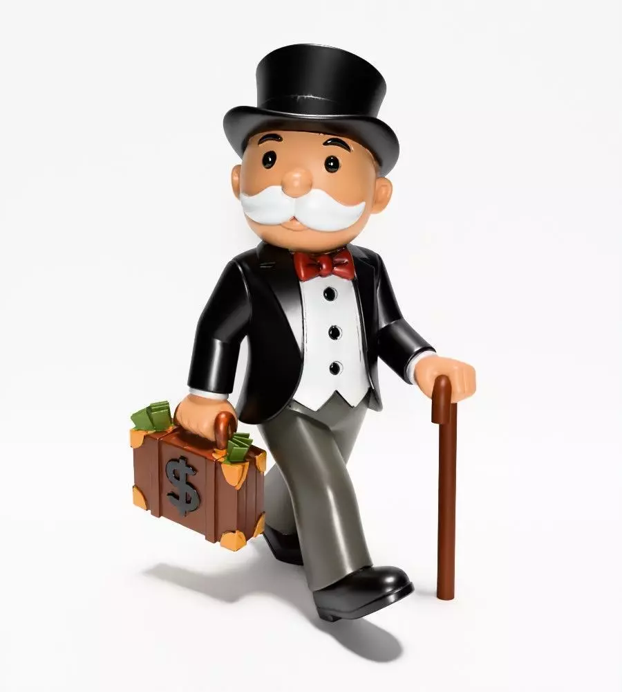 Decoration Rich Uncle  Monopoly Cash Bag Hasbro toy 3D print model_2
