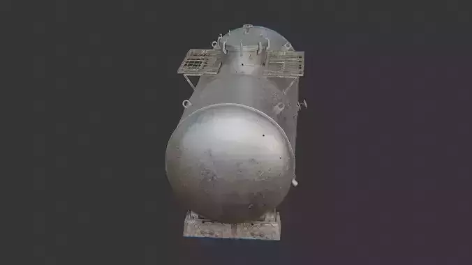 Industrial oil storage tank on skid platform