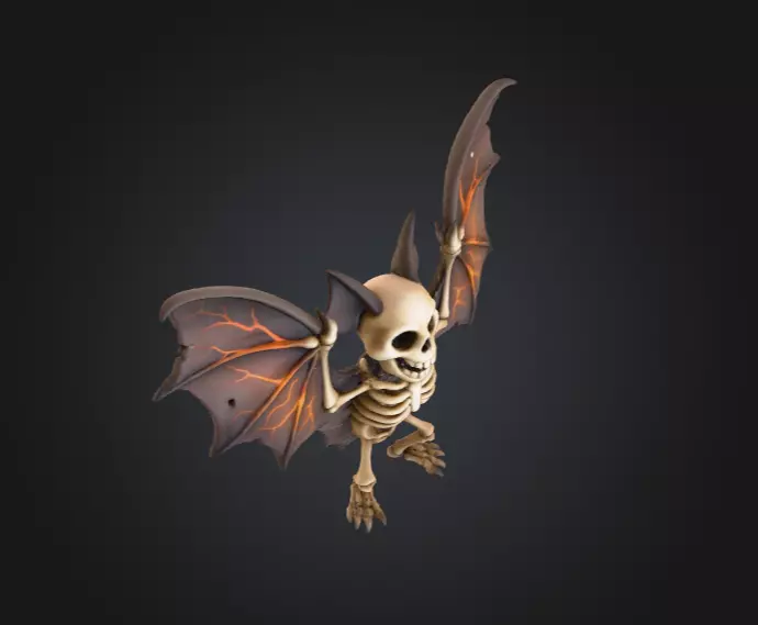 Skeletal Bat Demon Low-poly 3D model_7