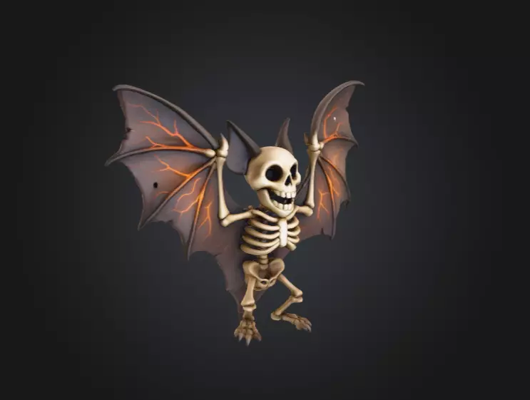 Skeletal Bat Demon Low-poly 3D model_5