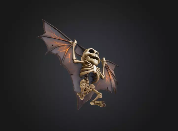 Skeletal Bat Demon Low-poly 3D model_15