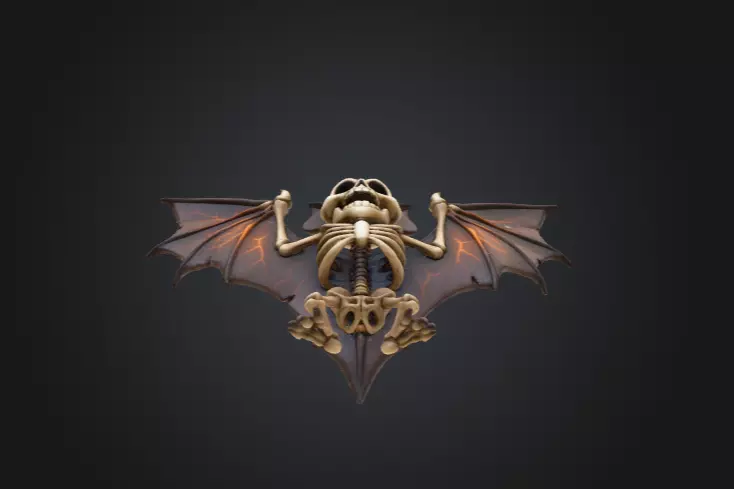 Skeletal Bat Demon Low-poly 3D model_8