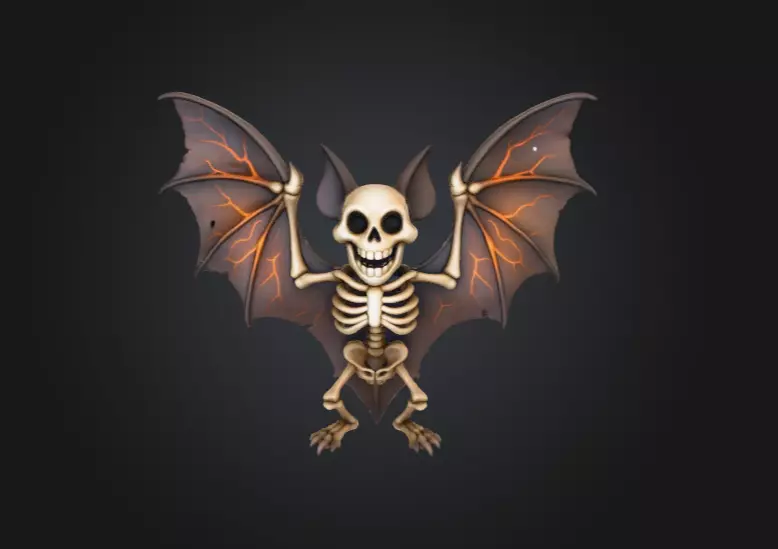Skeletal Bat Demon Low-poly 3D model_0