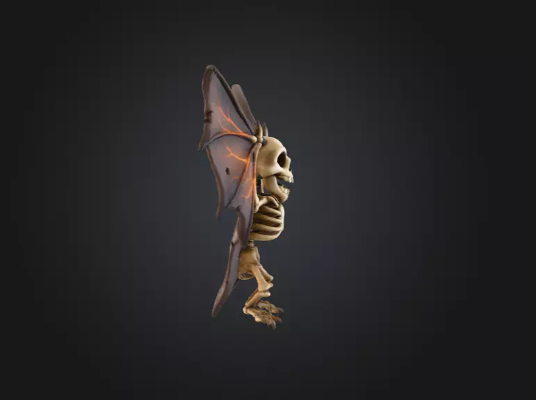 Skeletal Bat Demon Low-poly 3D model_2
