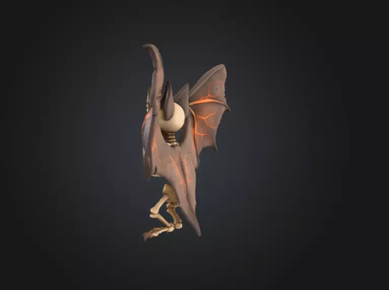 Skeletal Bat Demon Low-poly 3D model_4