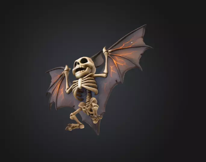 Skeletal Bat Demon Low-poly 3D model_9
