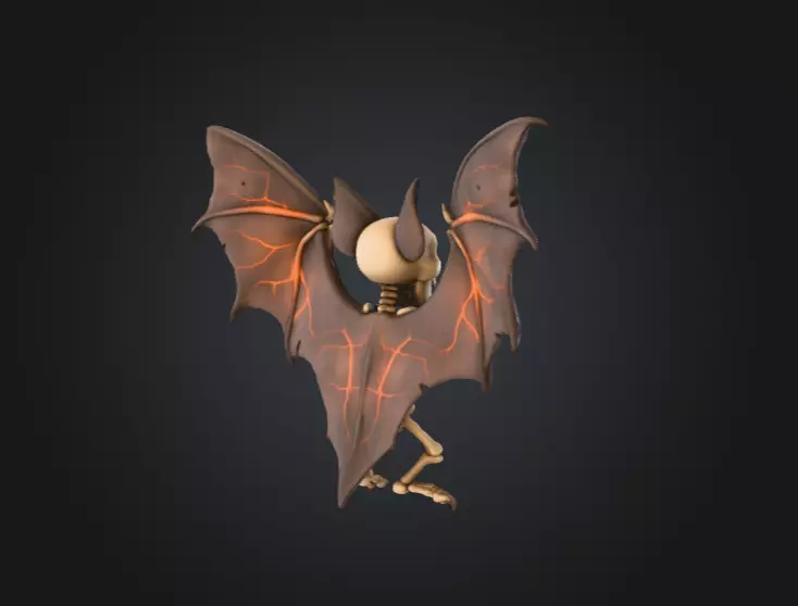Skeletal Bat Demon Low-poly 3D model_12