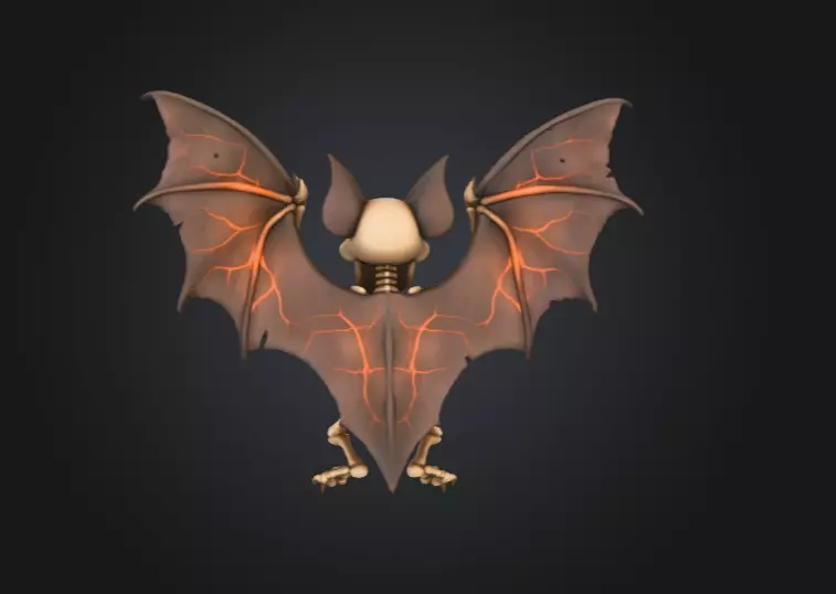 Skeletal Bat Demon Low-poly 3D model_1