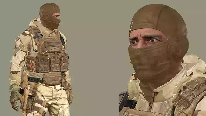 US Soldier Rigged GAME READY 02 Low-poly 3D Model