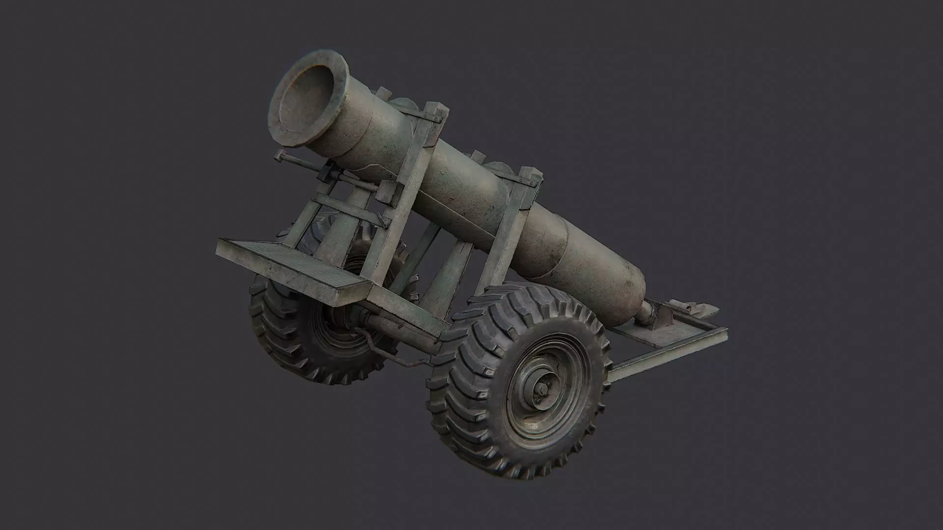 Propane Cannon on Wheeled Carriage Low-poly 3D model_0