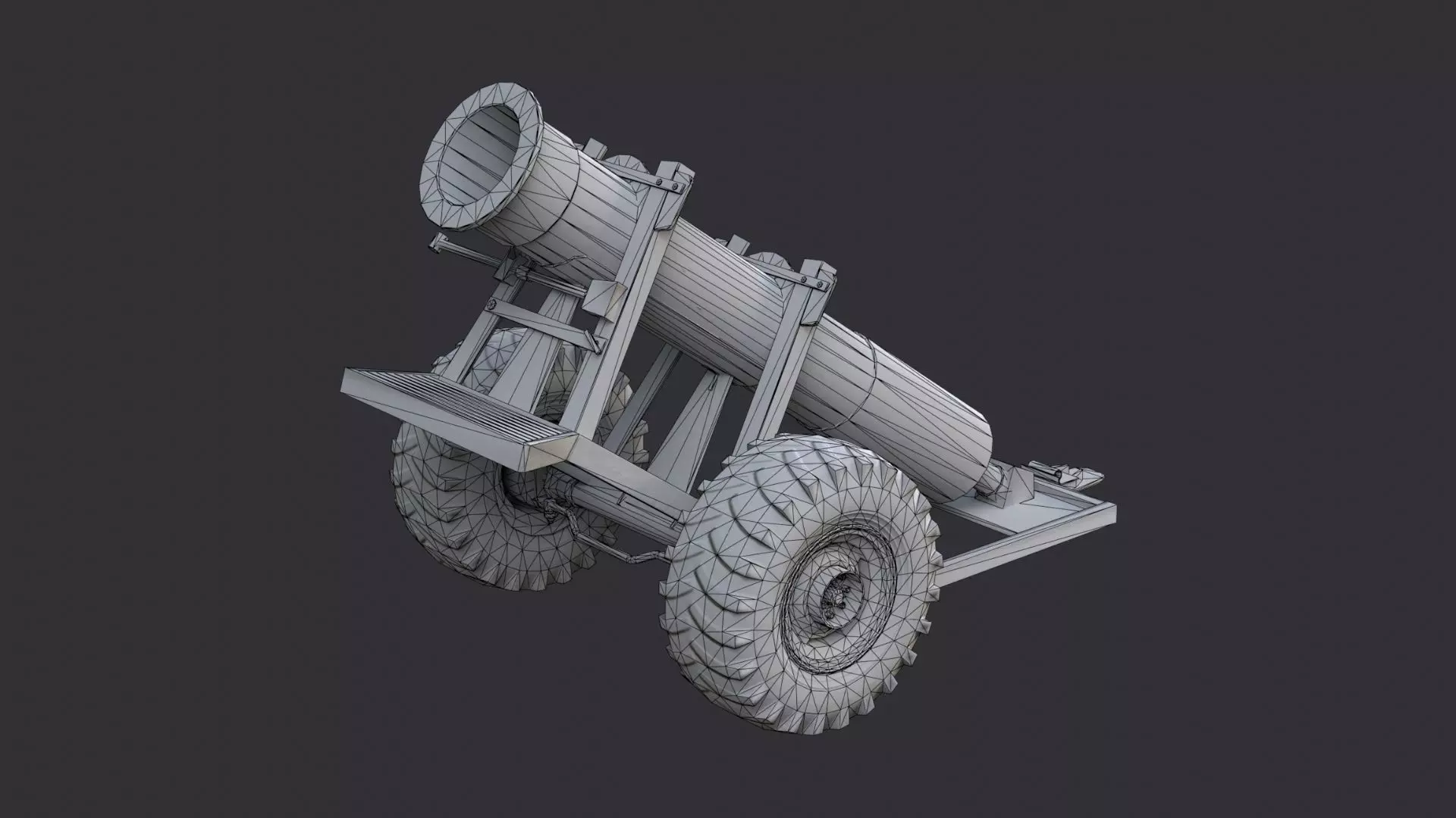 Propane Cannon on Wheeled Carriage Low-poly 3D model_7