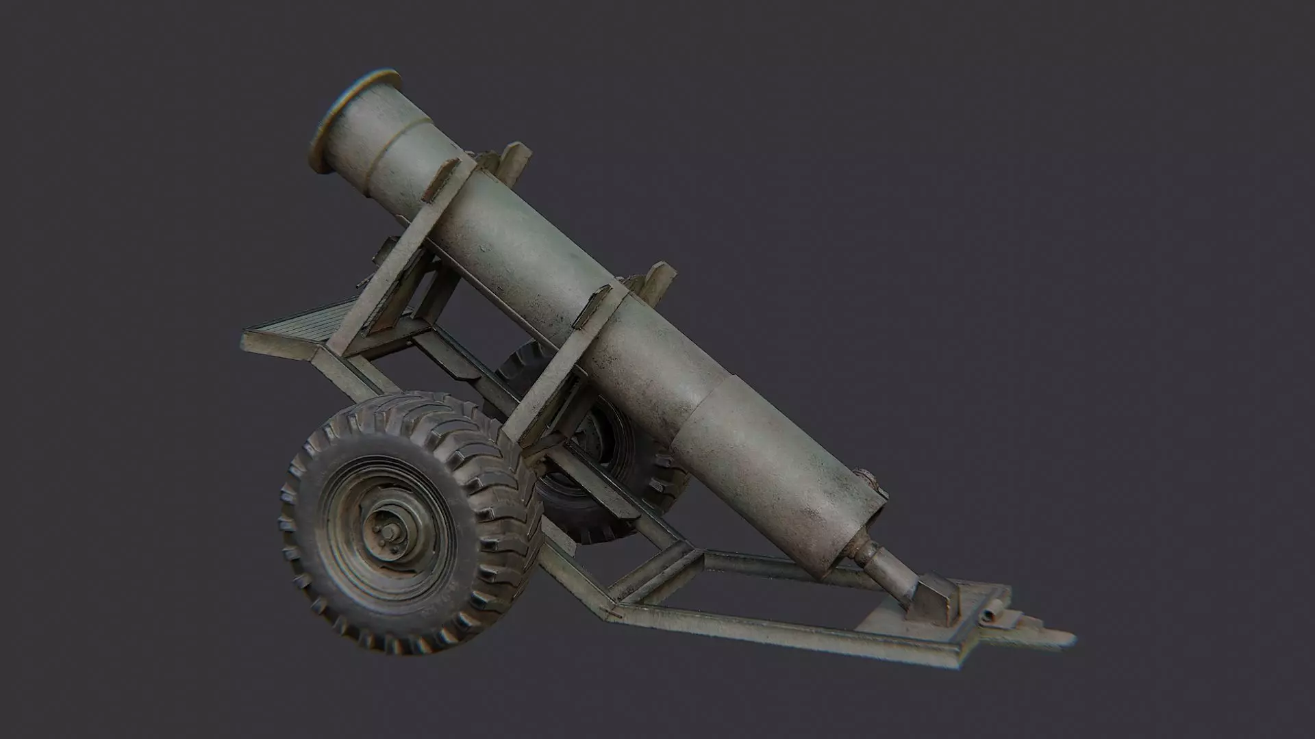 Propane Cannon on Wheeled Carriage Low-poly 3D model_2