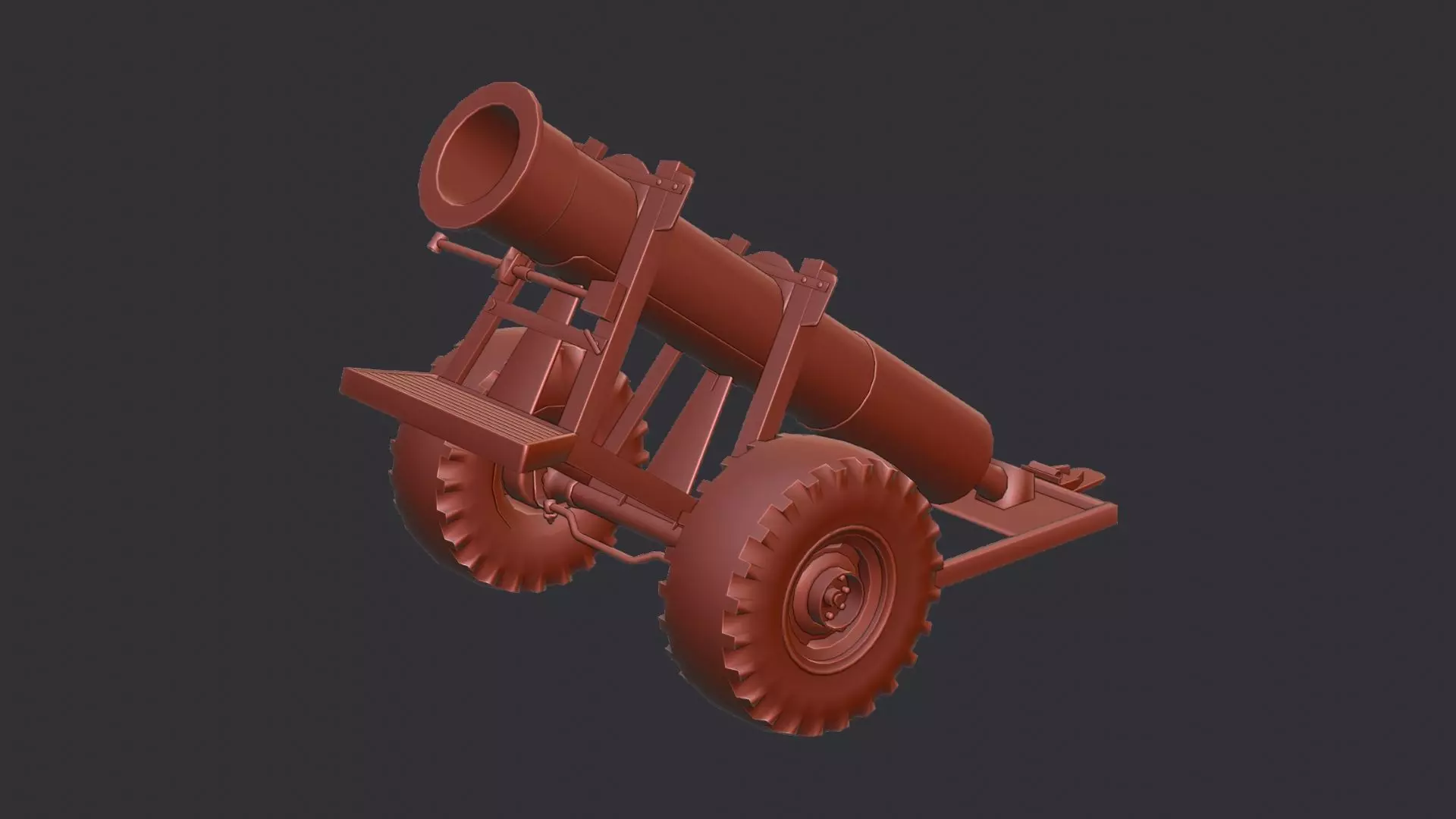Propane Cannon on Wheeled Carriage Low-poly 3D model_6