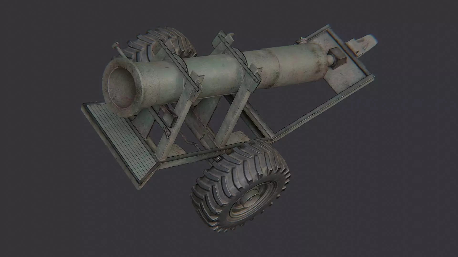 Propane Cannon on Wheeled Carriage Low-poly 3D model_4