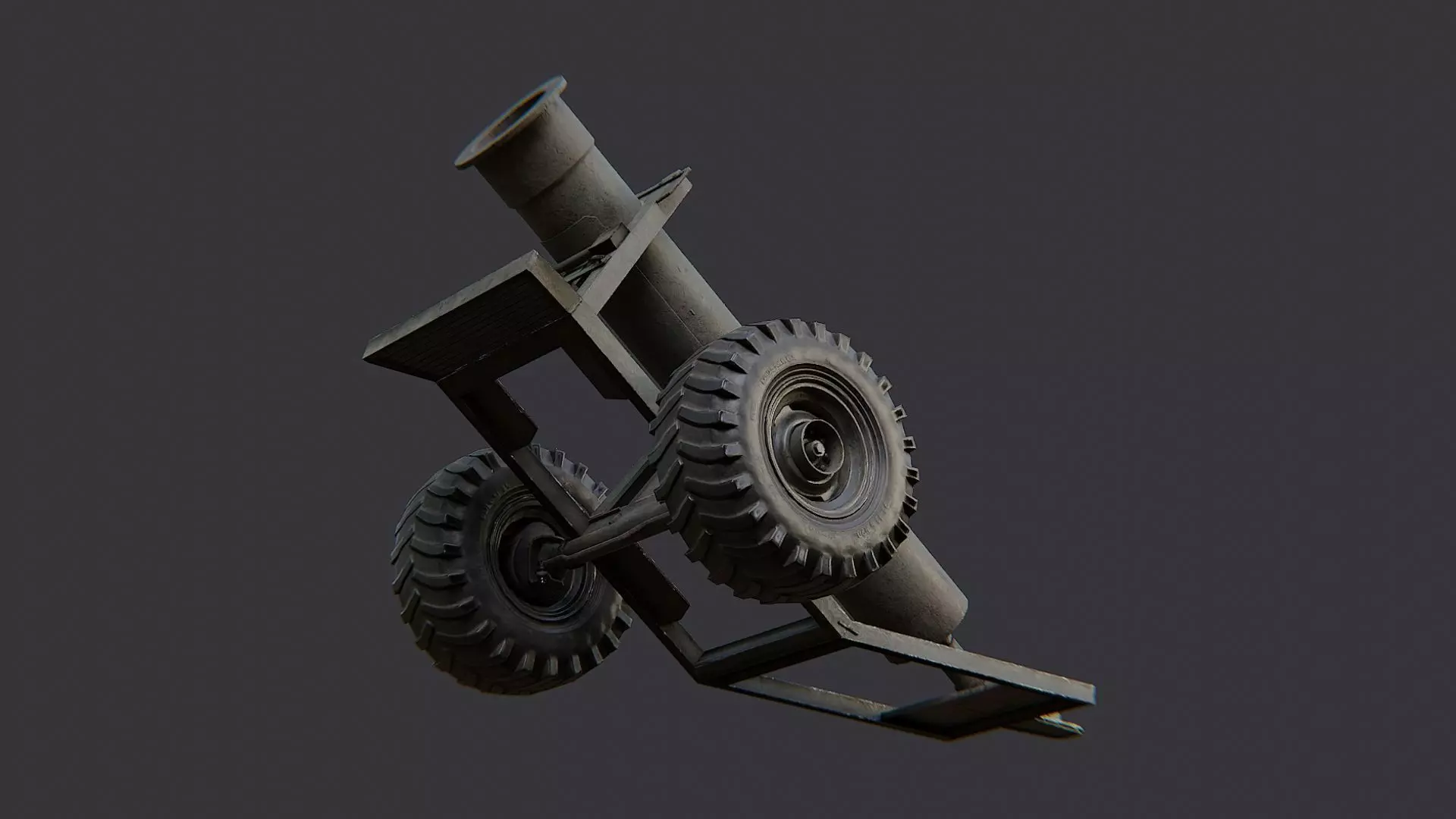 Propane Cannon on Wheeled Carriage Low-poly 3D model_5