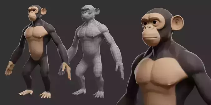 Stylized Chimpanzee Topology Uv Map
