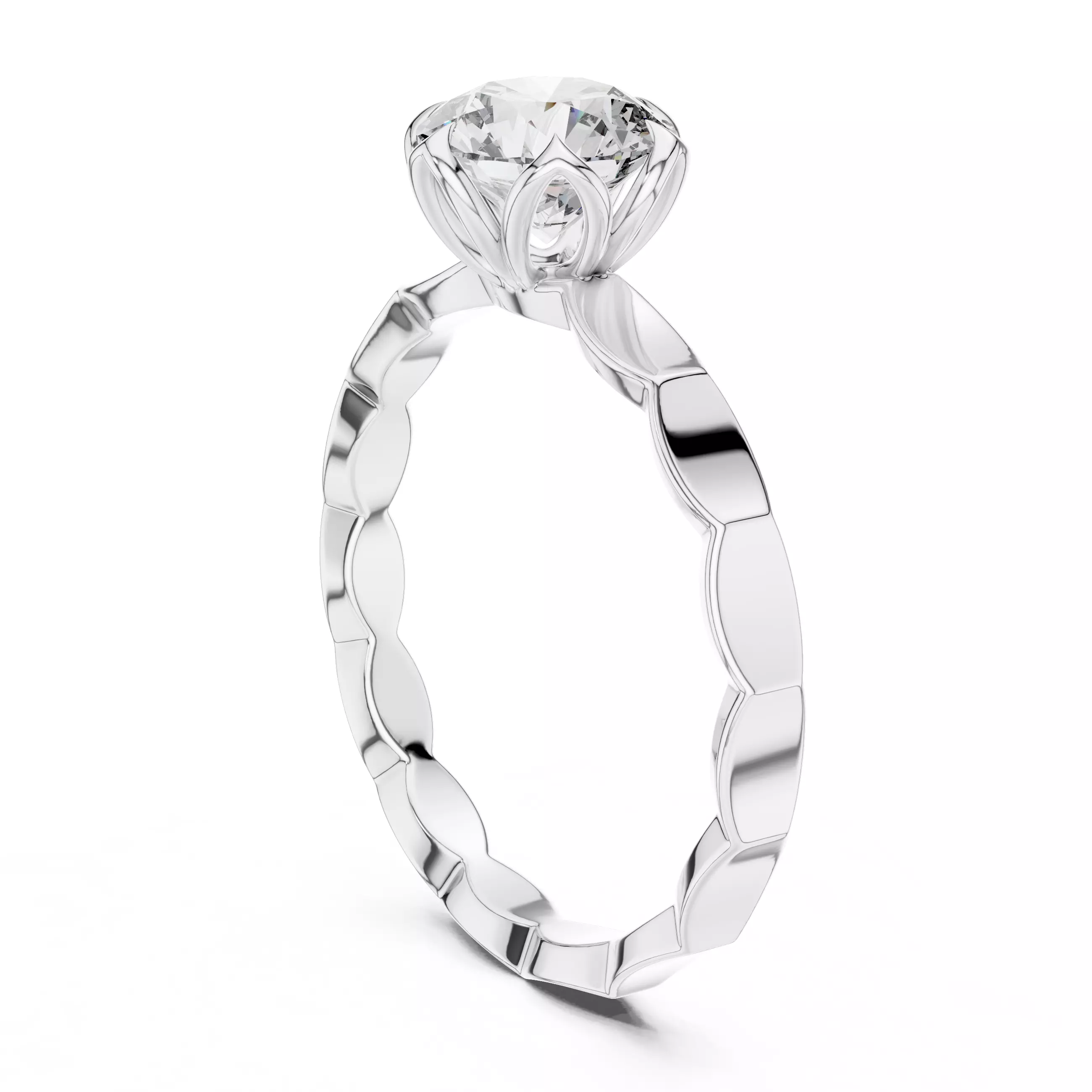 Round Diamond Solitaire Ring 3D print model_3