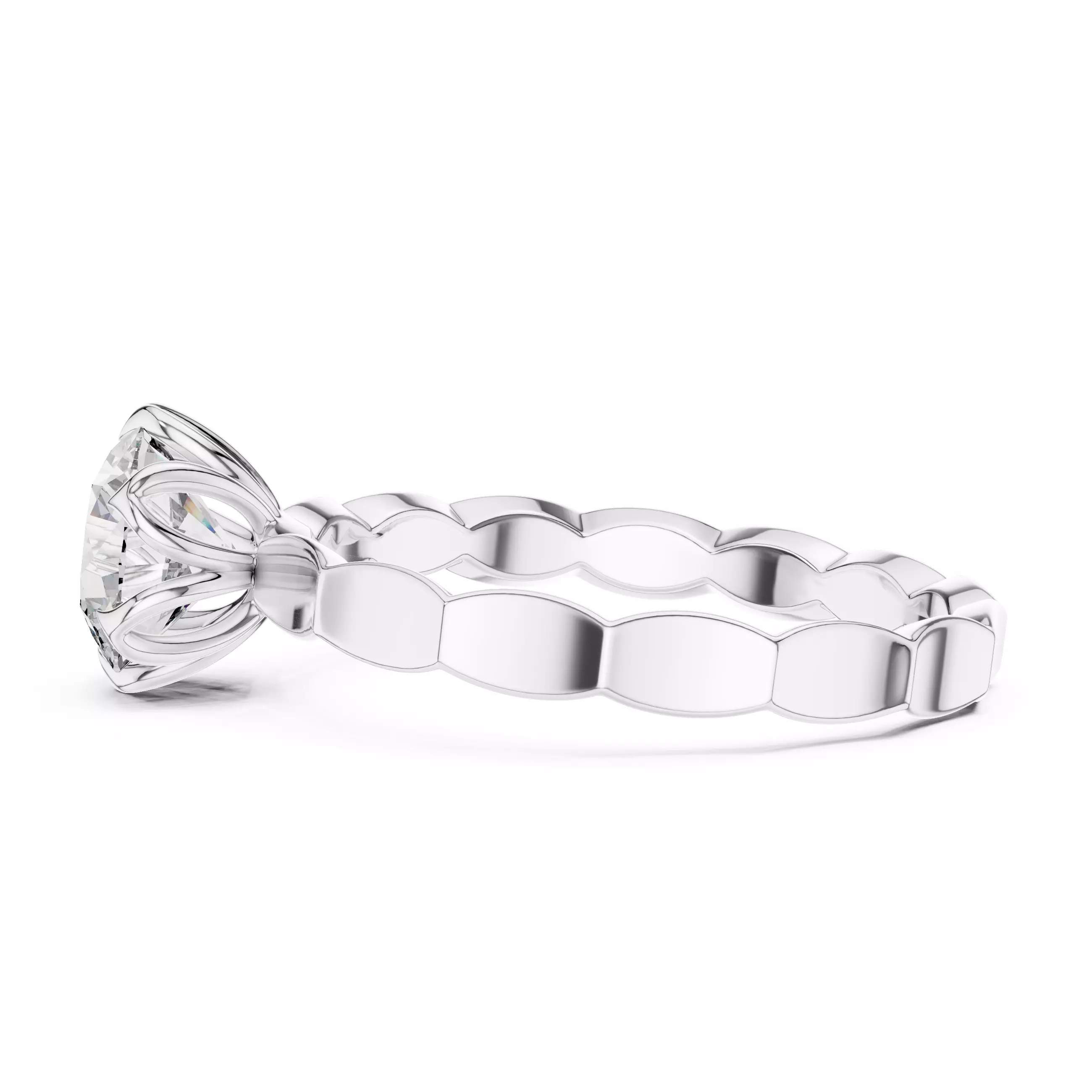 Round Diamond Solitaire Ring 3D print model_10