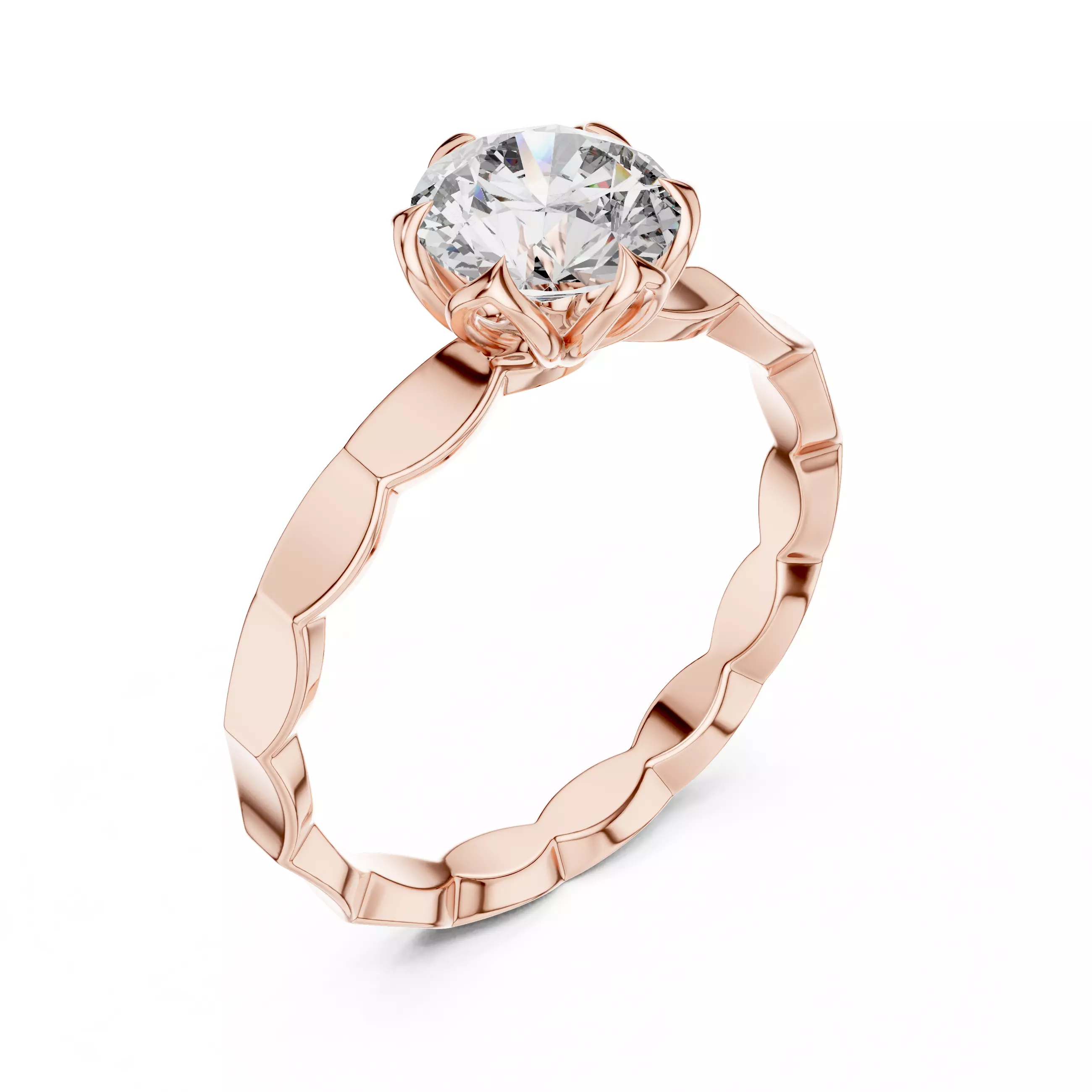 Round Diamond Solitaire Ring 3D print model_2