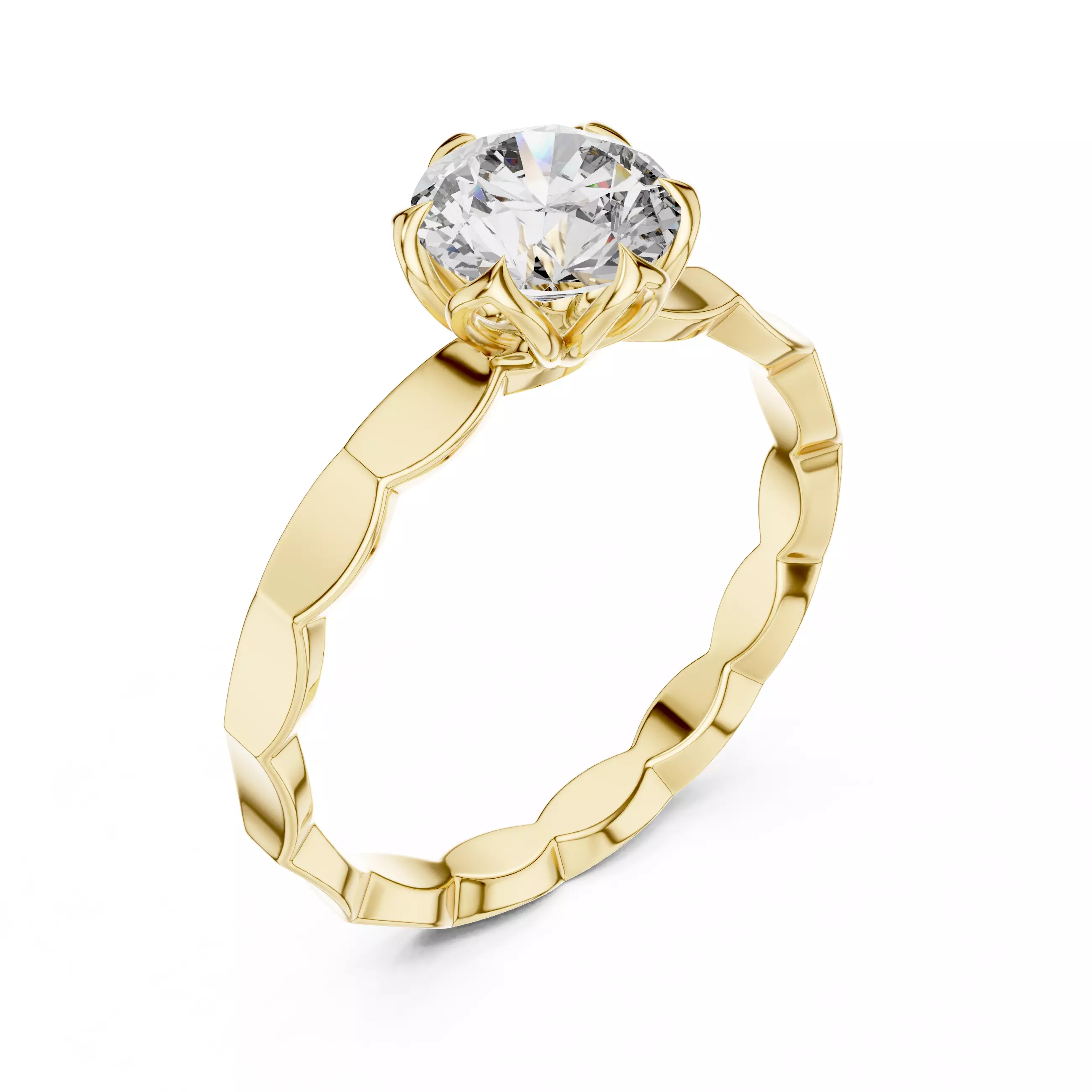 Round Diamond Solitaire Ring 3D print model_6