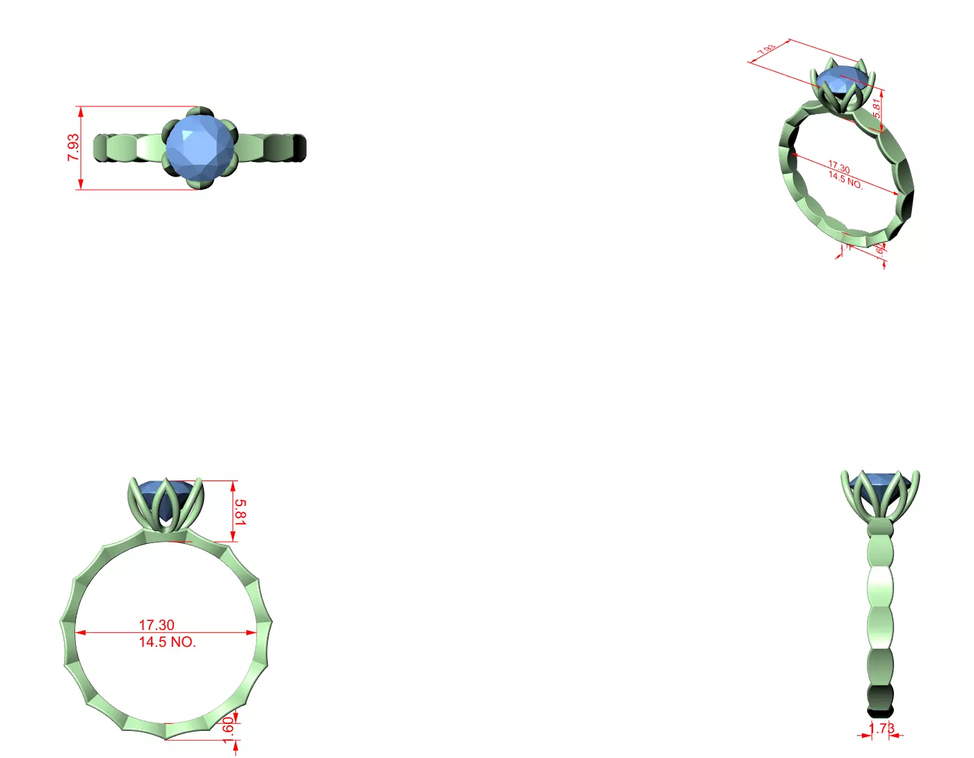 Round Diamond Solitaire Ring 3D print model_7