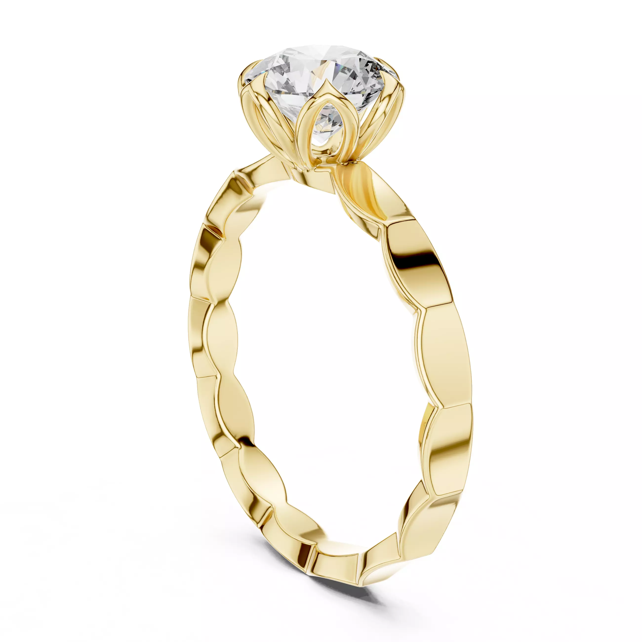 Round Diamond Solitaire Ring 3D print model_5