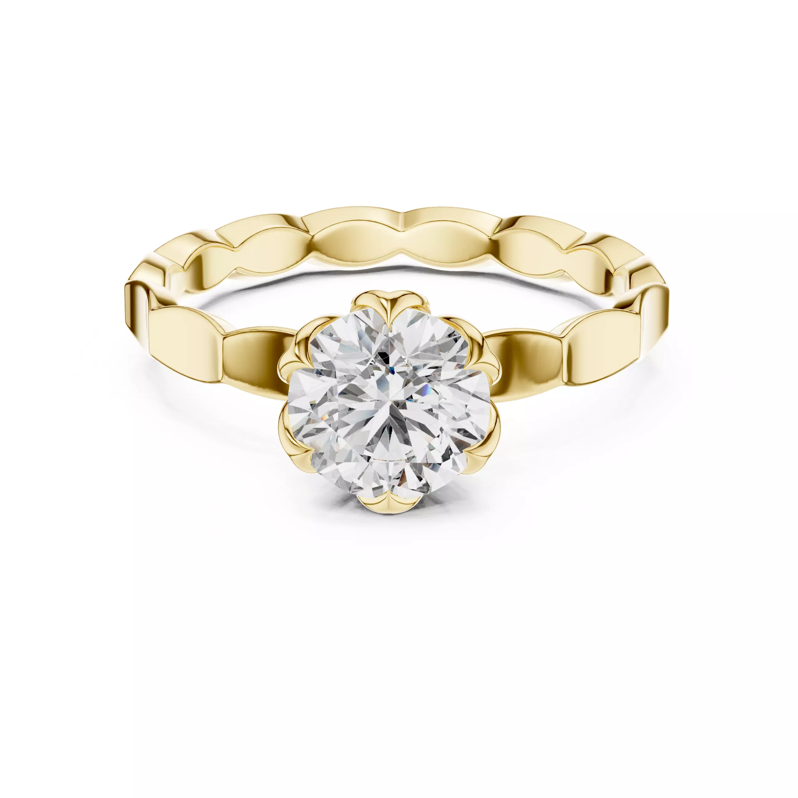 Round Diamond Solitaire Ring 3D print model_13