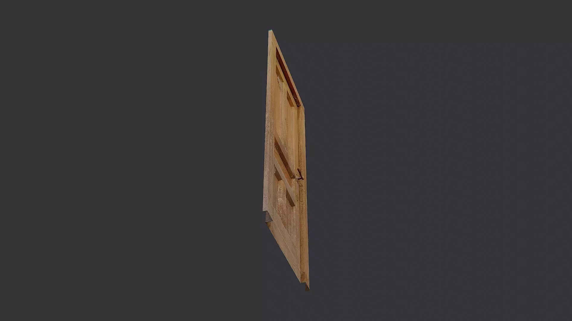 Rustic Wooden Door with Weathered Finish Low-poly 3D model_5