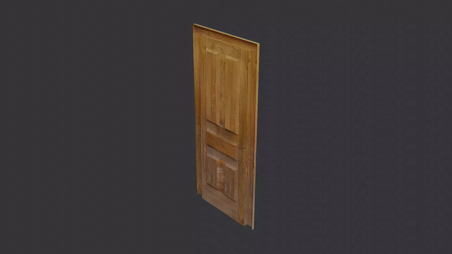 Rustic Wooden Door with Weathered Finish Low-poly 3D model_1
