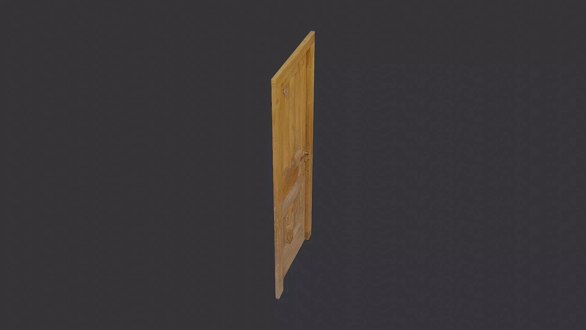 Rustic Wooden Door with Weathered Finish Low-poly 3D model_0