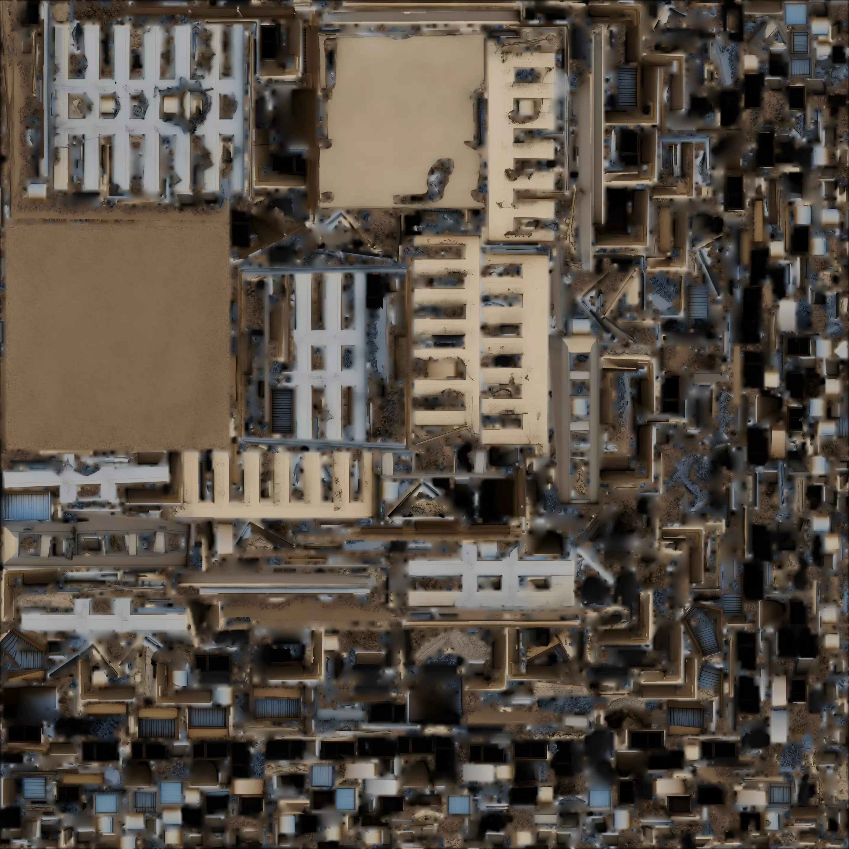 Destroyed Multi Story Apartment 3D Model Urban Ruin Low-poly 3D model_3