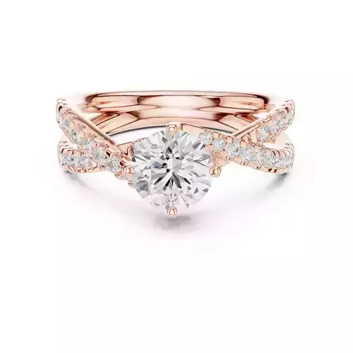 Round Diamond Twisted Shank Engagement Ring ALL SIZES STL Video