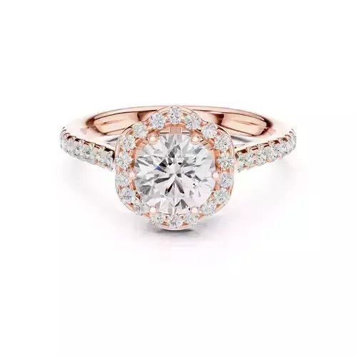 Round Cut Halo Diamond Pave Engagement Ring ALL SIZES STL Video