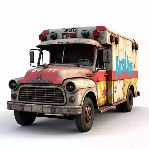 Vintage Rusted Ambulance 3D Model Post Apocalyptic Prop Low-poly 3D model Vintage Rusted Ambulance 3D Model Post Apocalyptic Prop Low-poly 3D model