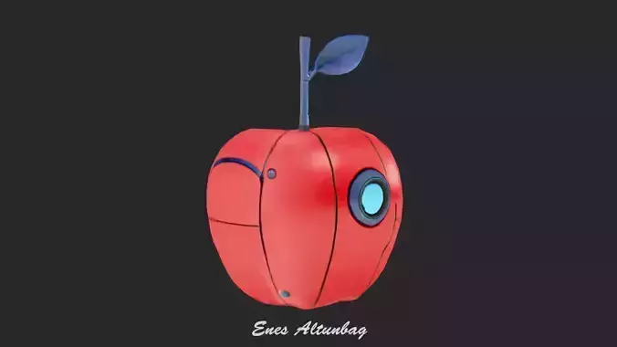 Robotic Apple 3D Futuristic Sci-Fi Fruit Low-poly 3D model