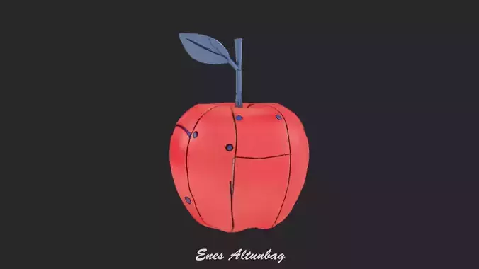 Robotic Apple 3D Futuristic Sci-Fi Fruit Low-poly 3D model 4