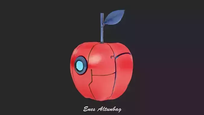 Robotic Apple 3D Futuristic Sci-Fi Fruit Low-poly 3D model 3